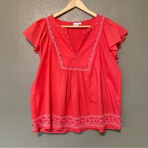 GAP Coral Cotton Embroidered Blouse
